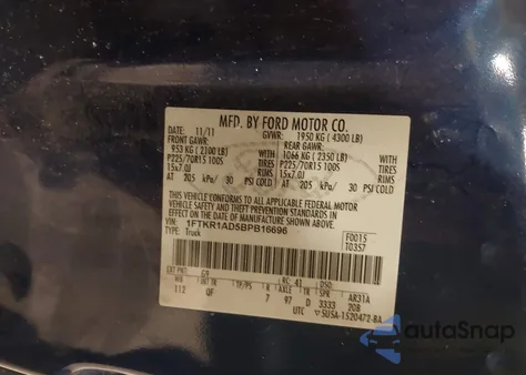 2011 Ford Ranger Xl z USA, uszkodzony, nr VIN 1FTKR1AD5BPB16696